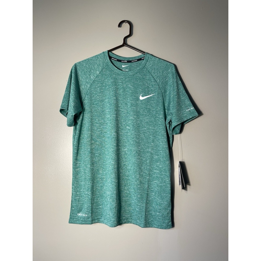 Nike Swim Men's Dri-FIT UPF 40+ Heathered Hydroguard Top T-shirt Sz S Green NWT